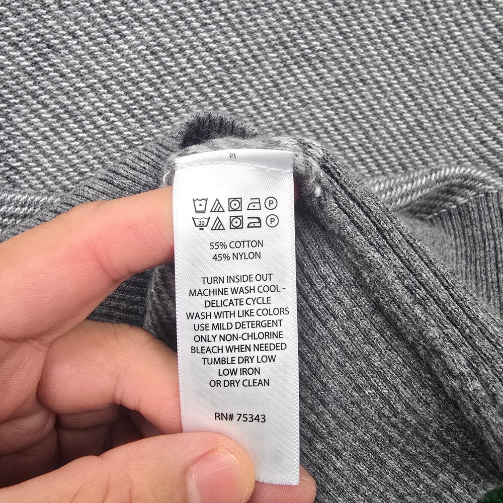 Frederik Anderson Copenhagen Sweater Mens XL Gray Crewneck‎ Herringbone Knit NWT - Picture 7 of 8